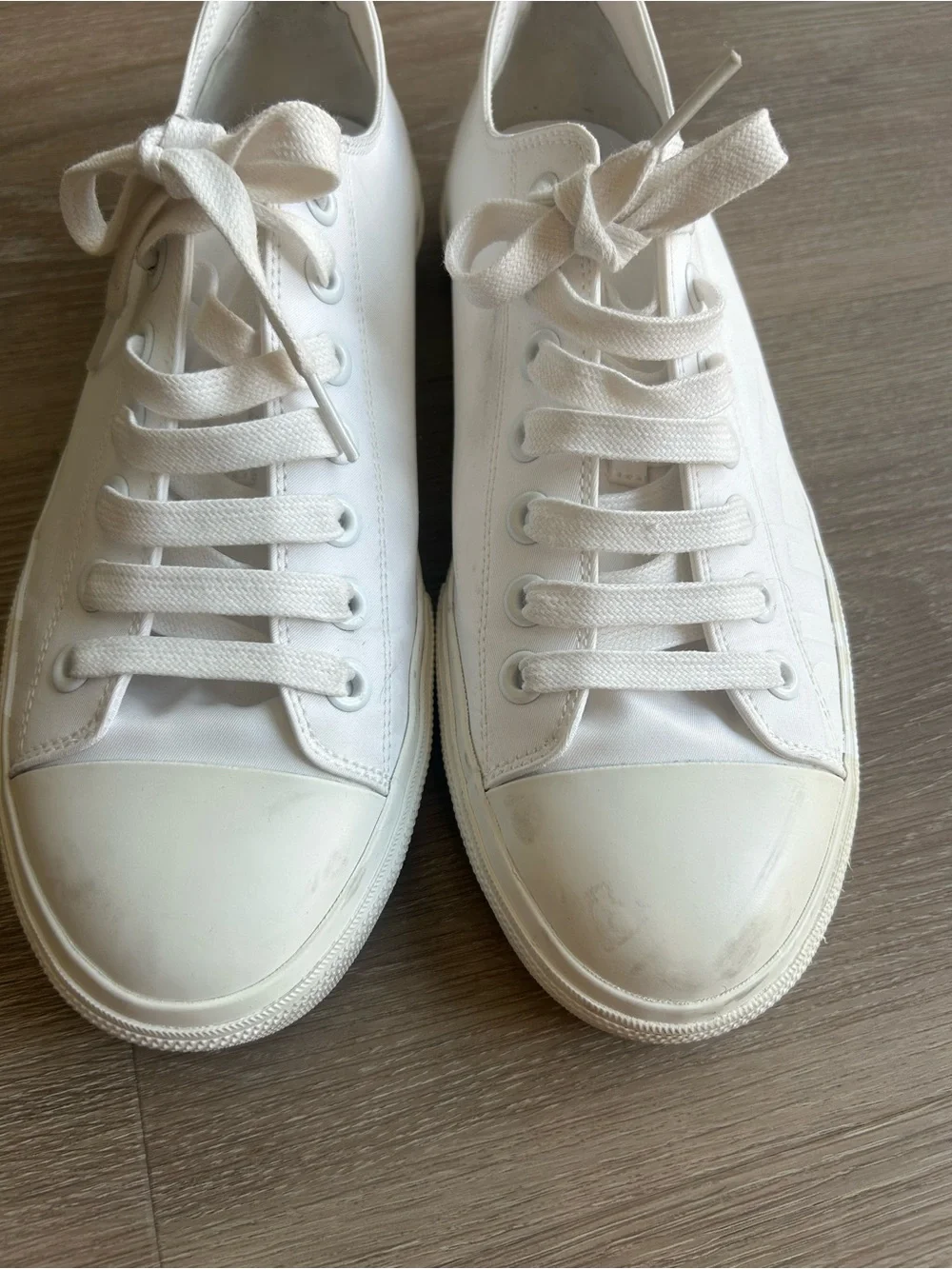 Burberry White Low-Top Canvas Sneakers